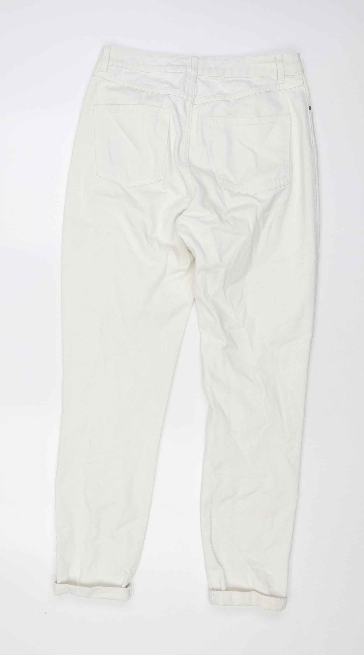 Topshop Womens White Cotton Mom Jeans Size 28 in L34 in Regular Zip