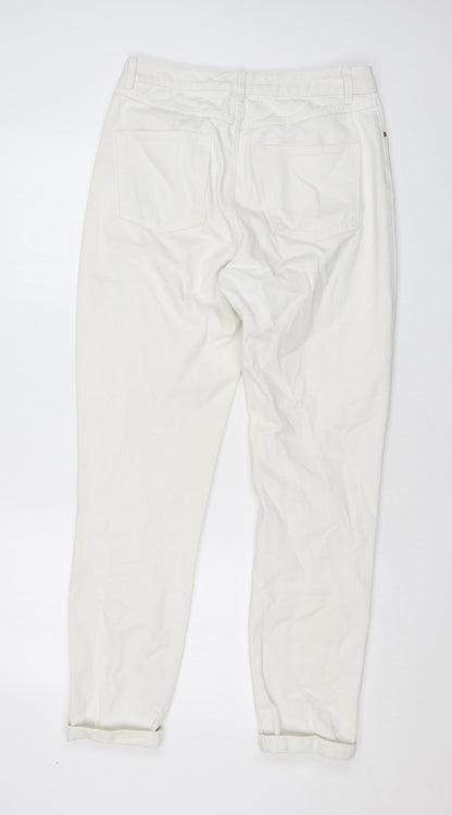 Topshop Womens White Cotton Mom Jeans Size 28 in L34 in Regular Zip
