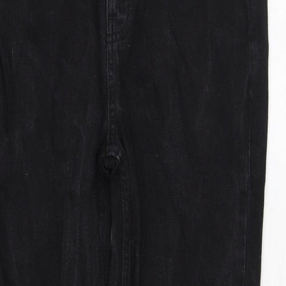 Topshop Womens Black Cotton Straight Jeans Size 28 L32 in Regular Zip