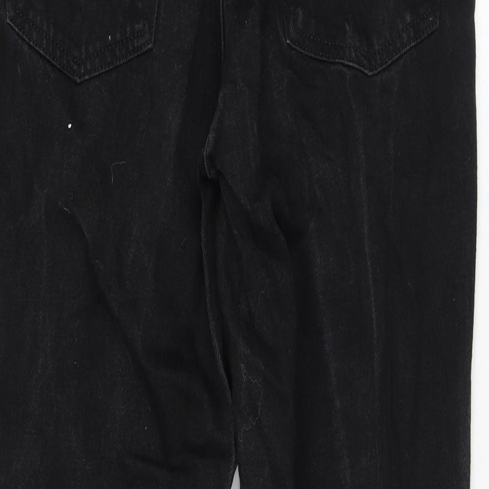 Topshop Womens Black Cotton Straight Jeans Size 28 L32 in Regular Zip