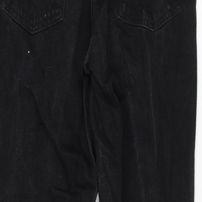 Topshop Womens Black Cotton Straight Jeans Size 28 L32 in Regular Zip