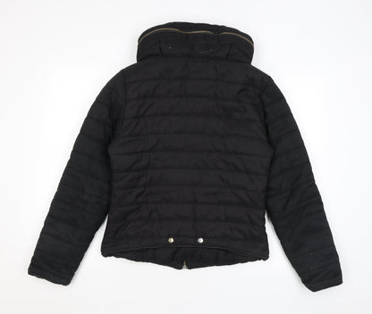 Rising Womens Black Puffer Jacket Coat Size M Zip