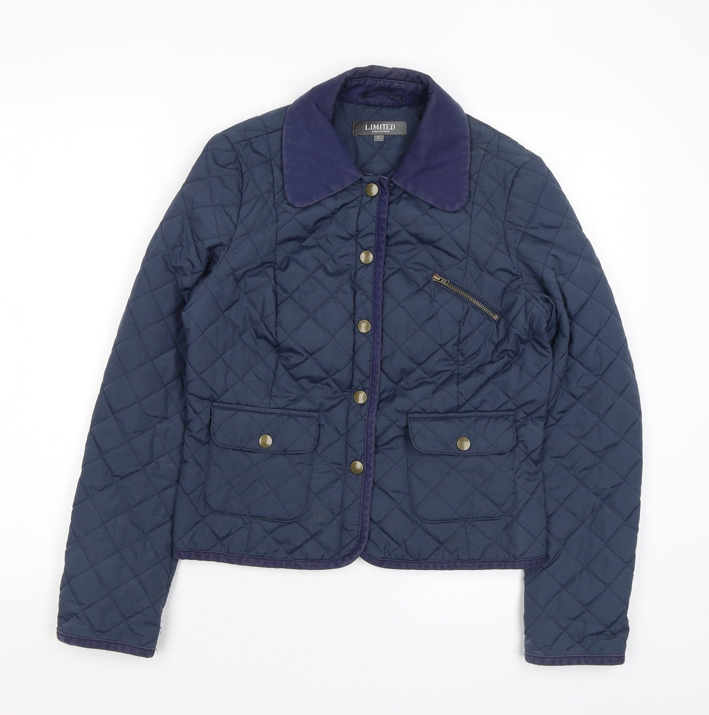Womens UK Size 6 Limited Collection Blue Quilted Coat