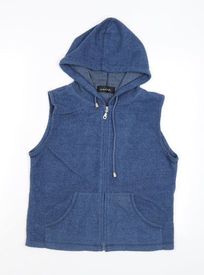 Mixin Womens Blue Polyester Full Zip Hoodie Size M Zip