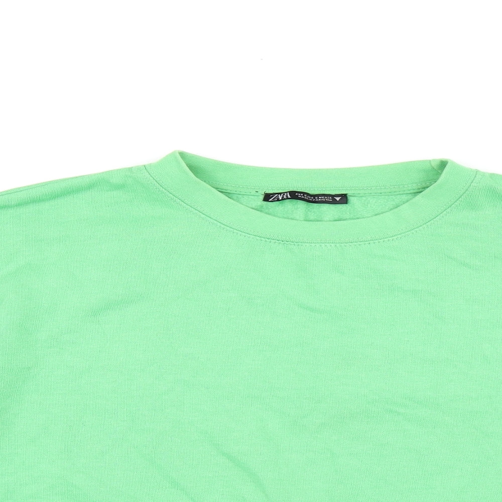 Zara Womens Green Polyester Pullover Sweatshirt Size S Pullover
