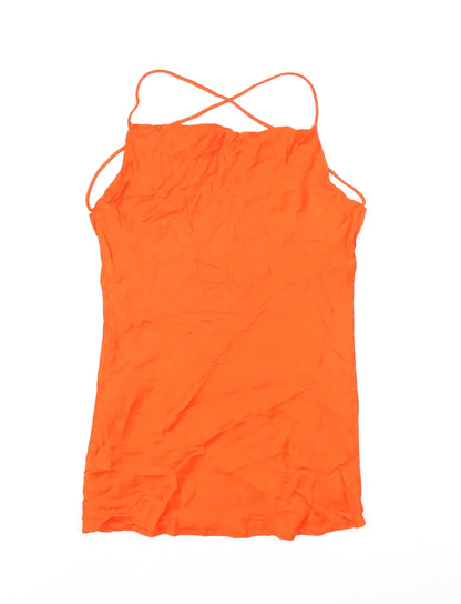 Zara Womens Red Viscose Camisole Tank Size S Square Neck