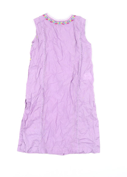 Sapphire Girls Purple Floral Cotton Shift Size 8-9 Years Round Neck Pullover