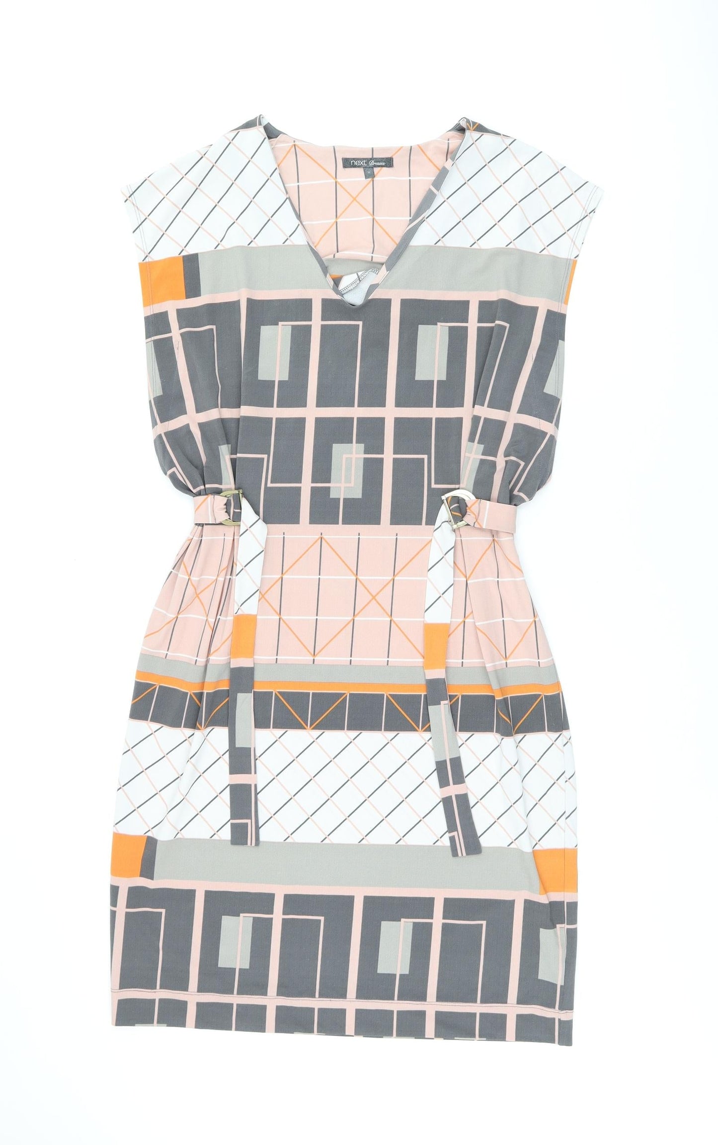 NEXT Womens Multicoloured Geometric Polyester Shift Size 12 V-Neck Pullover