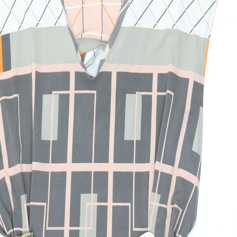 NEXT Womens Multicoloured Geometric Polyester Shift Size 12 V-Neck Pullover