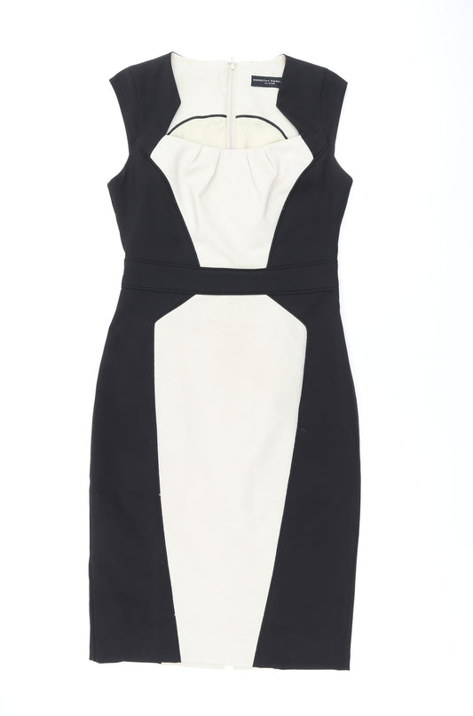 Dorothy Perkins Womens Black Polyester Pencil Dress Size 8 Scoop Neck Zip