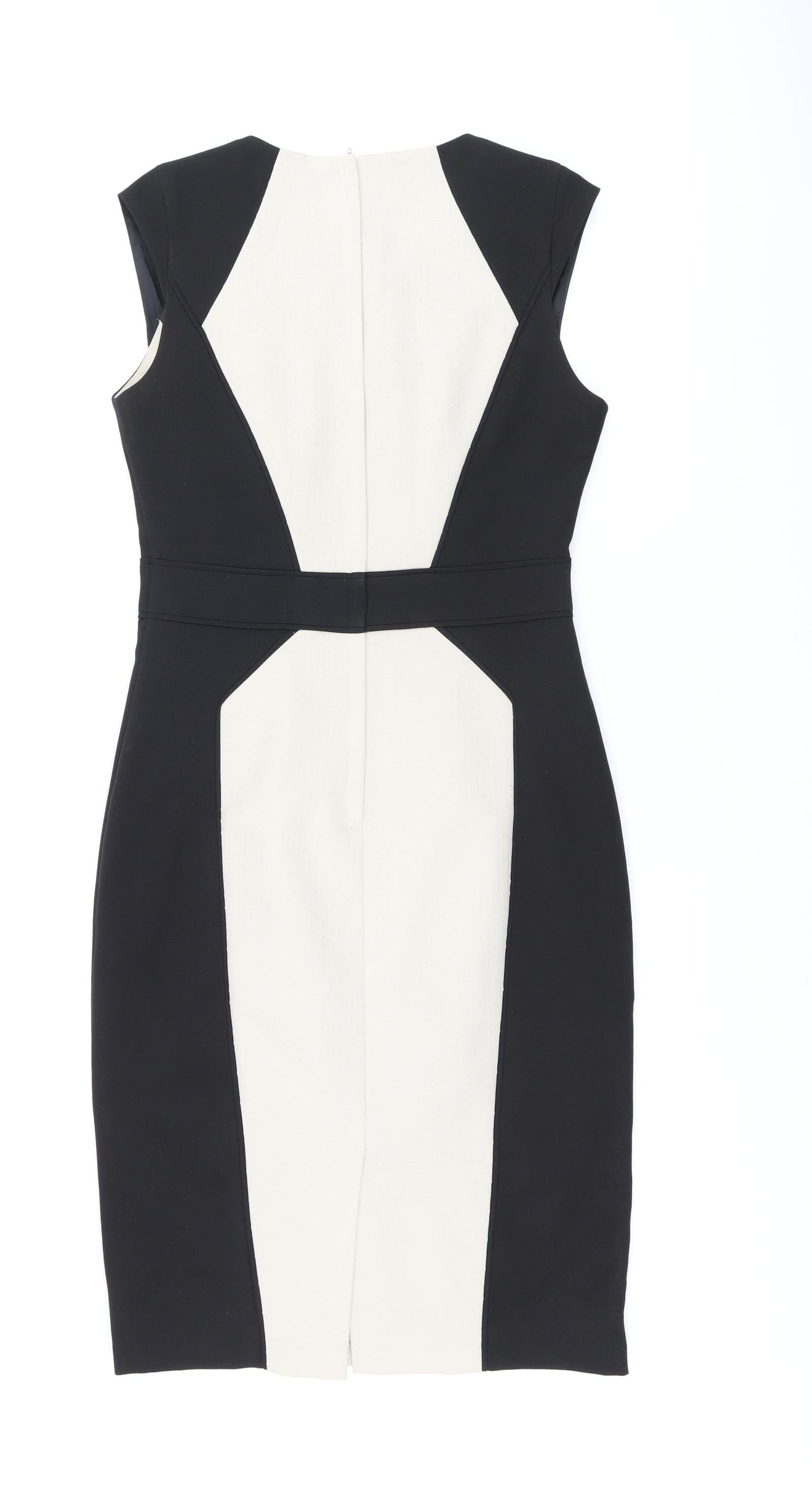 Dorothy Perkins Womens Black Polyester Pencil Dress Size 8 Scoop Neck Zip