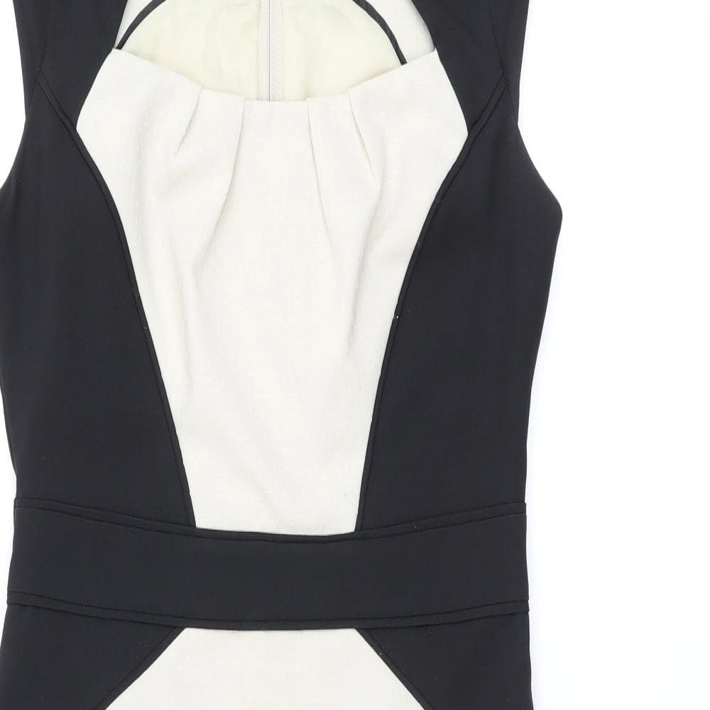 Dorothy Perkins Womens Black Polyester Pencil Dress Size 8 Scoop Neck Zip