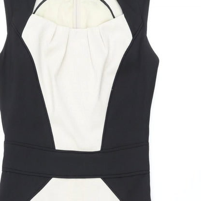 Dorothy Perkins Womens Black Polyester Pencil Dress Size 8 Scoop Neck Zip