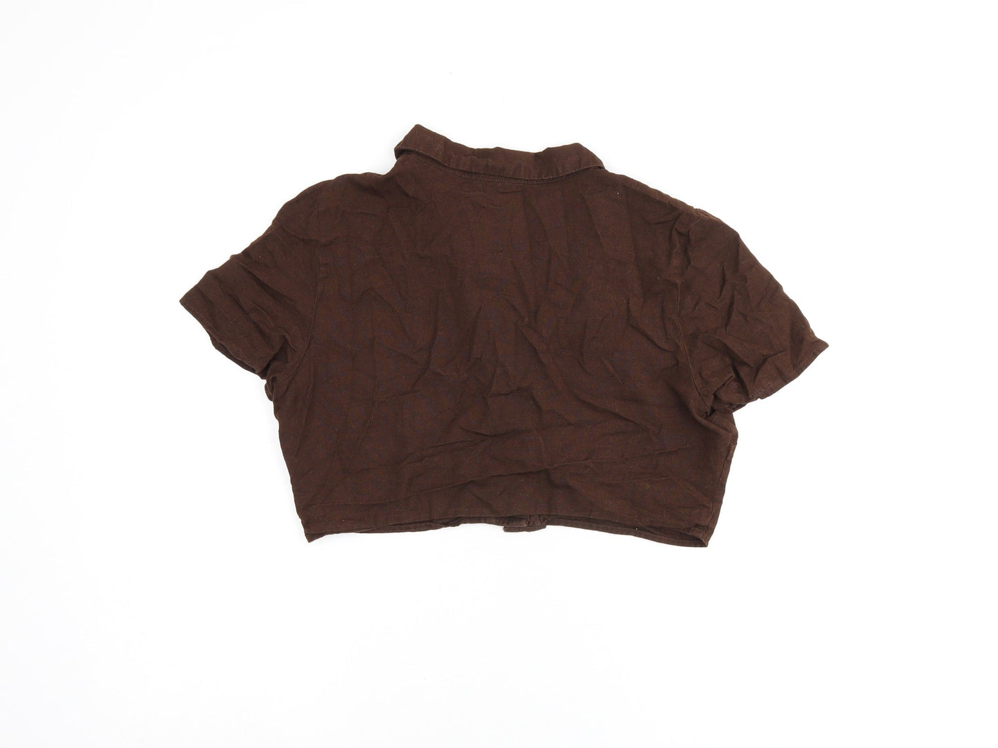 Womens UK Size 6 H&M Brown Cropped Button-Up