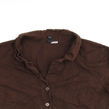 Womens UK Size 6 H&M Brown Cropped Button-Up