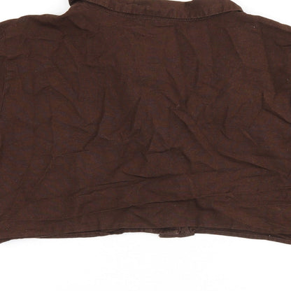 Womens UK Size 6 H&M Brown Cropped Button-Up