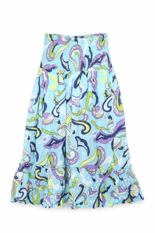 Bonmarché Womens Blue Geometric Viscose A-Line Size 10 Off the Shoulder Pullover