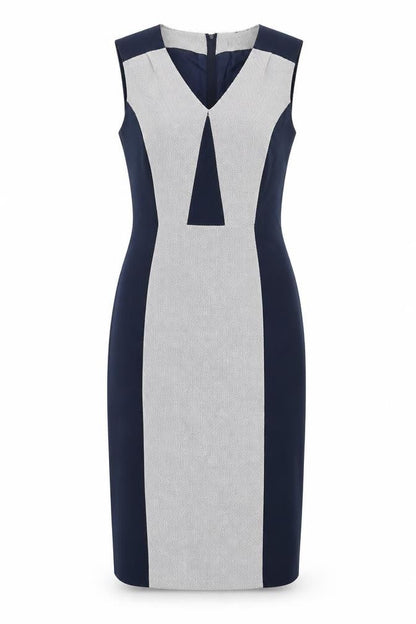 Dorothy Perkins Womens Blue Polyester Pencil Dress Size 8 V-Neck Zip