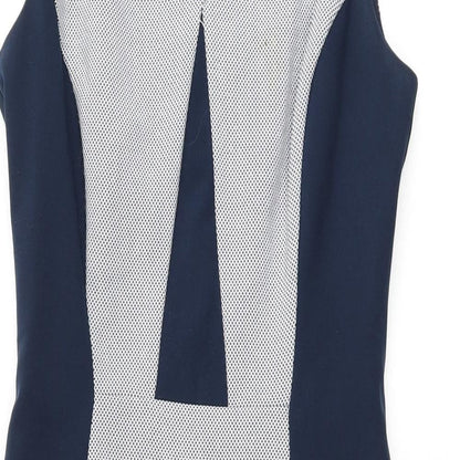 Dorothy Perkins Womens Blue Polyester Pencil Dress Size 8 V-Neck Zip