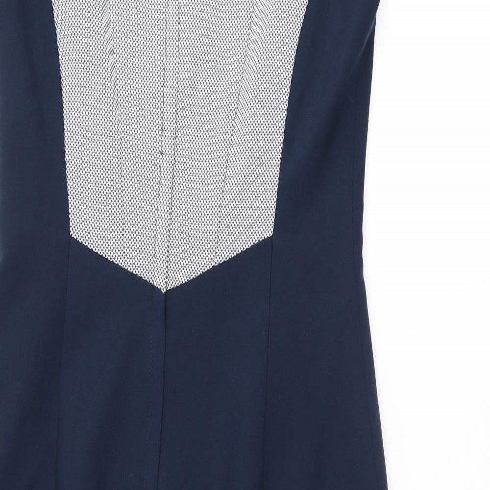 Dorothy Perkins Womens Blue Polyester Pencil Dress Size 8 V-Neck Zip