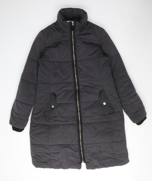 John Lewis Womens Grey Puffer Jacket Coat Size 10 Zip