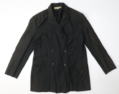 NICOLE FARHI Womens Black Overcoat Coat Size 12 Button - Size 12-14