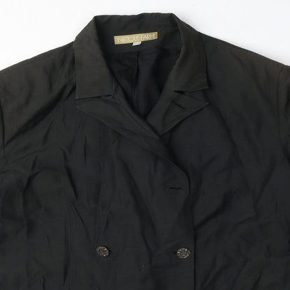 NICOLE FARHI Womens Black Overcoat Coat Size 12 Button - Size 12-14