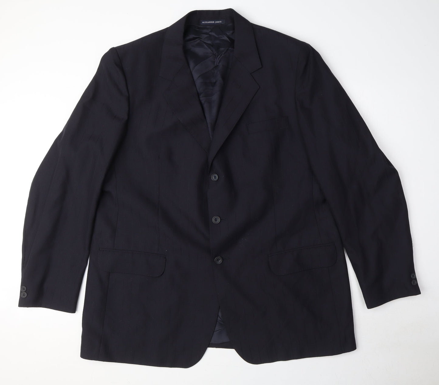 Alexander James Mens Black Polyester Jacket Suit Jacket Size 44 Regular