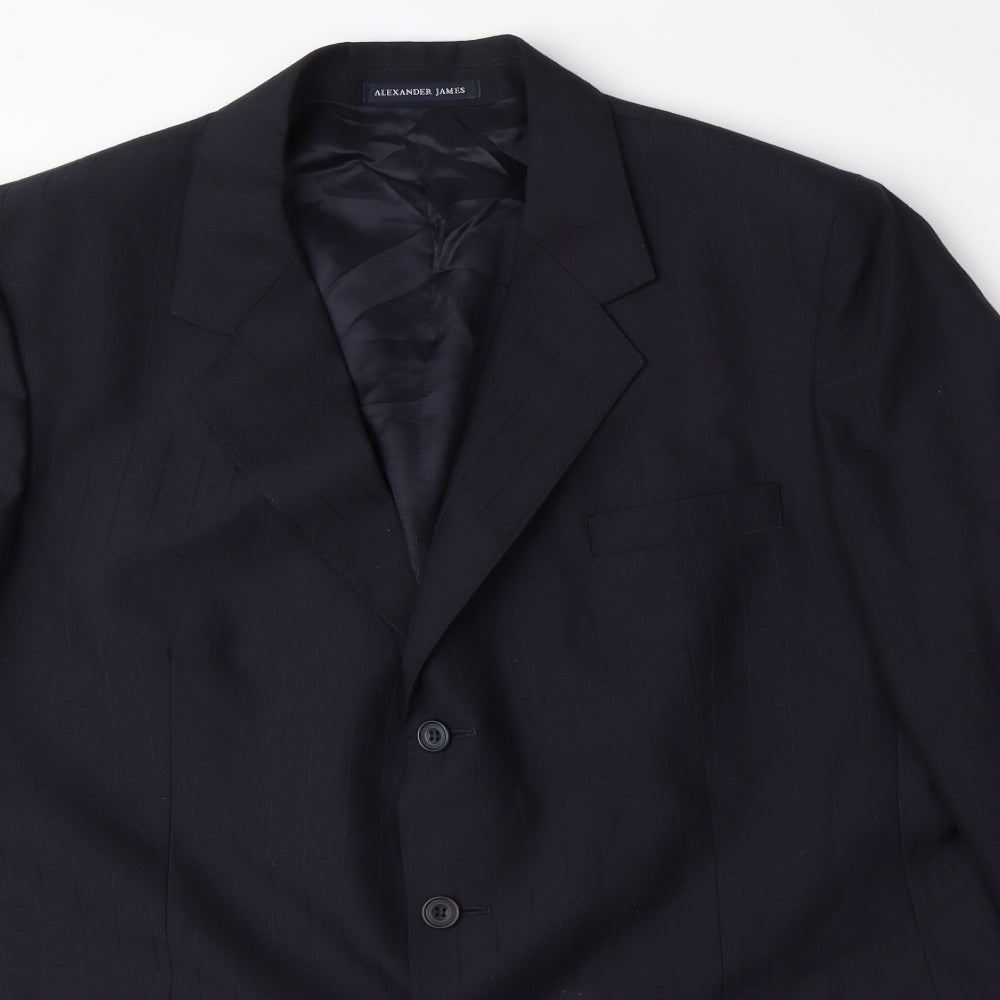Alexander James Mens Black Polyester Jacket Suit Jacket Size 44 Regular