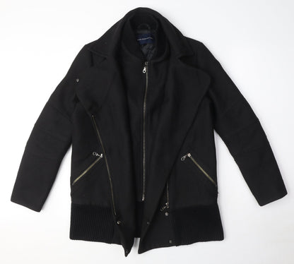 Womens UK Size 6 French Connection Black Biker Coat