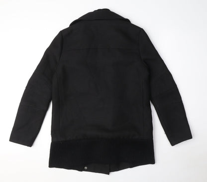 Womens UK Size 6 French Connection Black Biker Coat