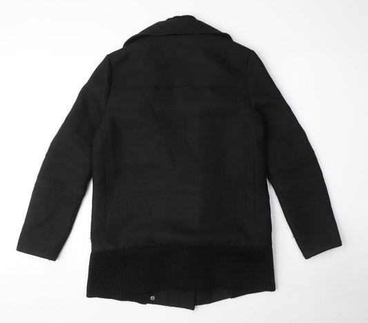 French Connection Womens Black Biker Coat Size 6 Zip