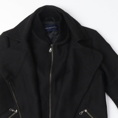 Womens UK Size 6 French Connection Black Biker Coat