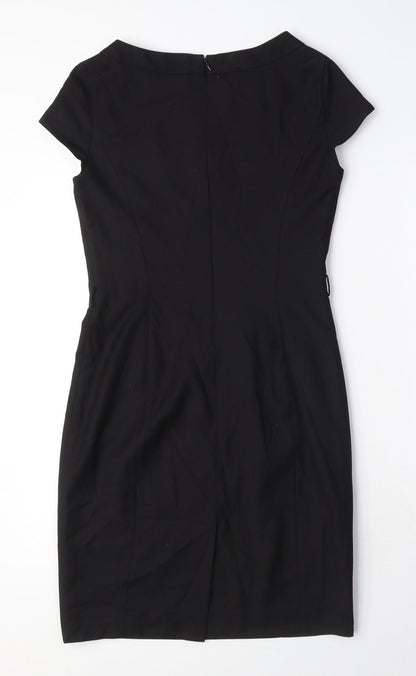G2OOO Womens Black Polyester A-Line Size 6 Round Neck Zip