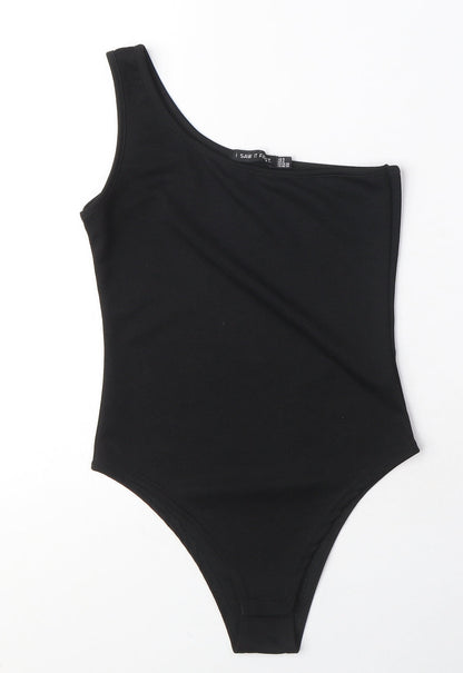 I SAW IT FIRST Womens Black Polyester Bodysuit One-Piece Size 8 Snap