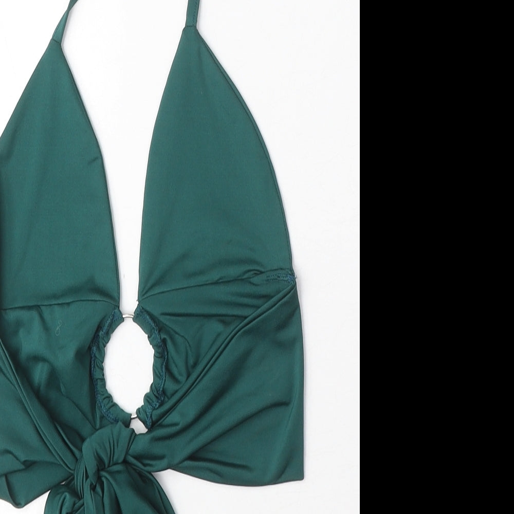 Womens UK Size 6 PRETTYLITTLETHING Green Cropped Blouse