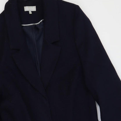 Womens UK Size 14 Red Herring Blue Overcoat