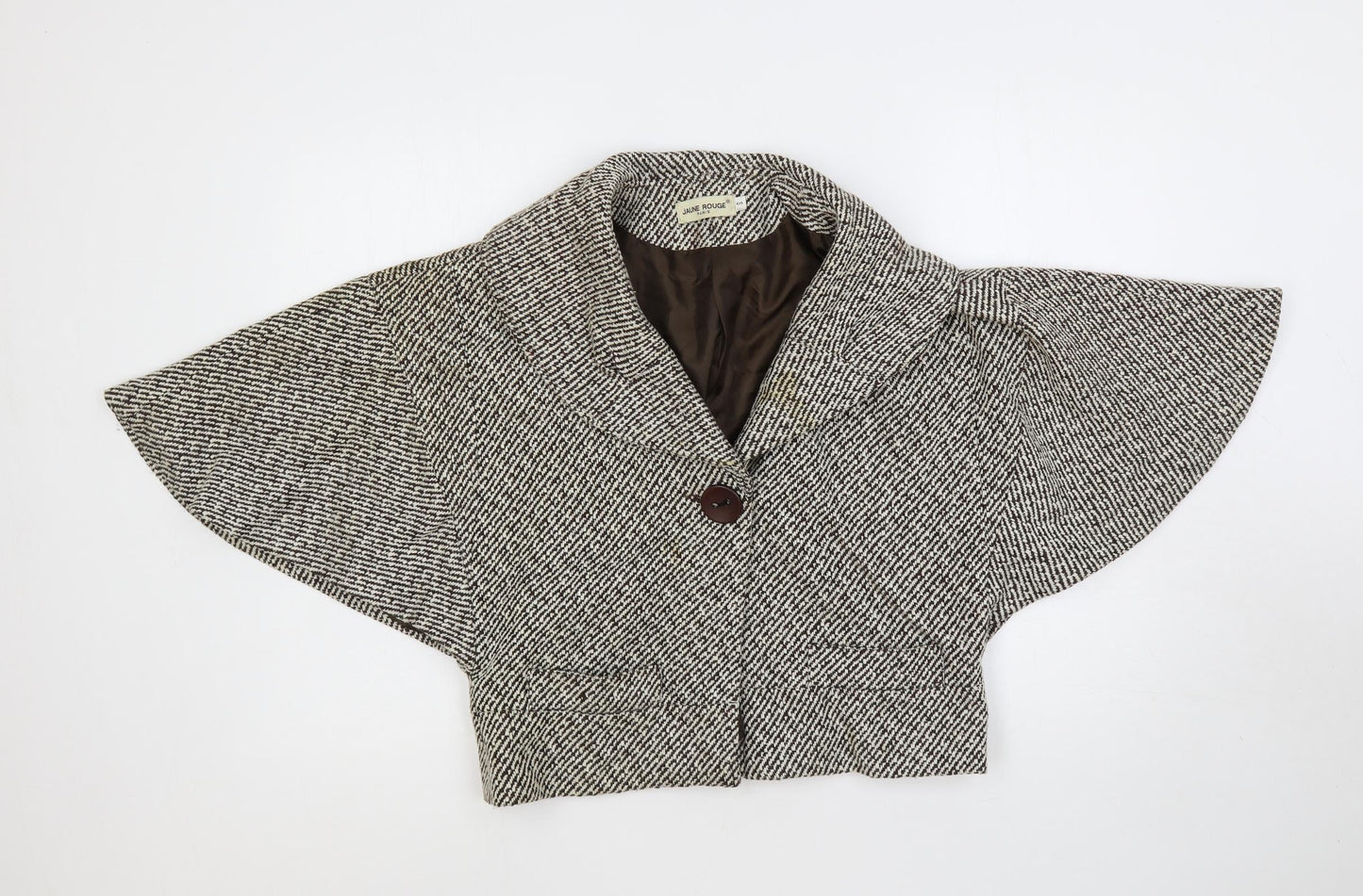 Jaune Rouge Womens Brown Geometric Jacket Size S Button