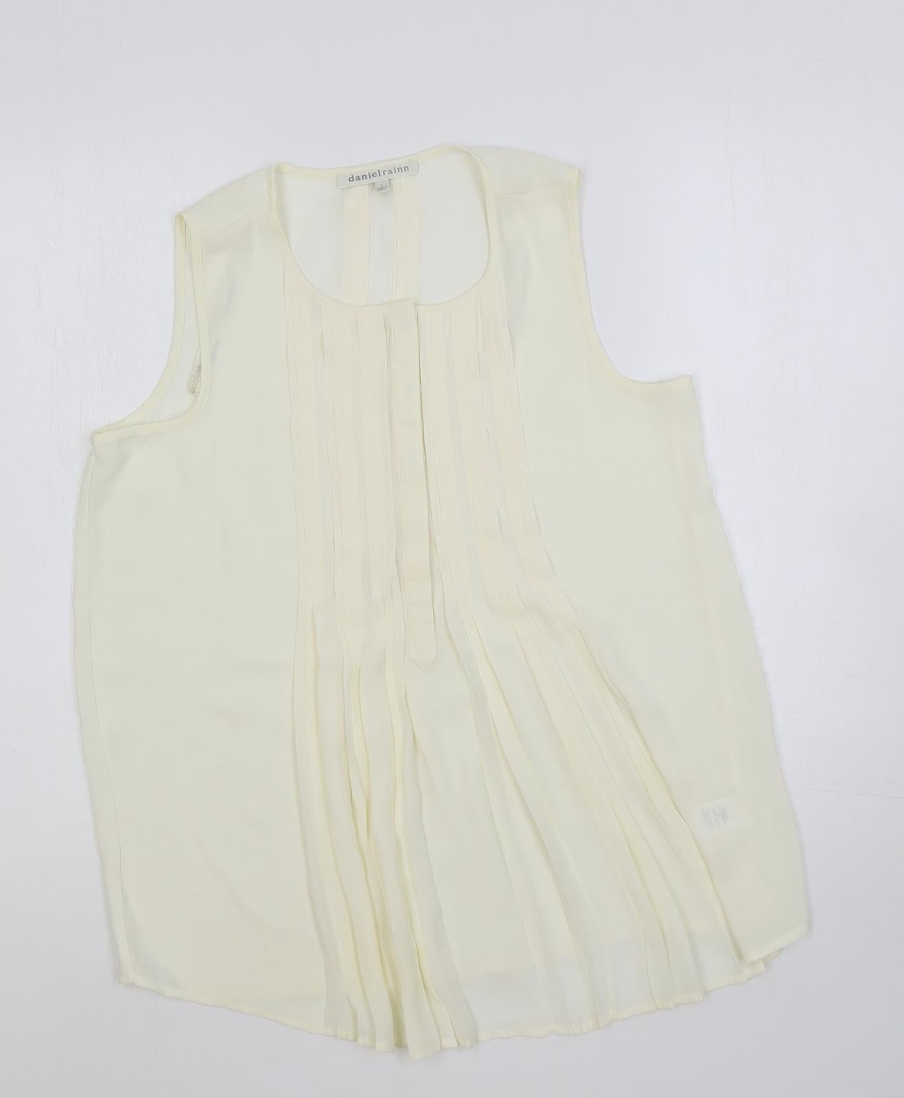 Daniel Rainn Womens Ivory Polyester Basic Blouse Size S Round Neck