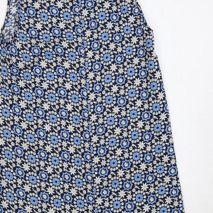 Hearts & Bows Womens Blue Floral Polyester Shift Size 8 Collared Button