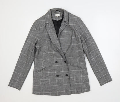 Linea Womens Grey Plaid Jacket Blazer Size 10 Button