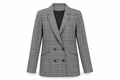 Linea Womens Grey Plaid Jacket Blazer Size 10 Button