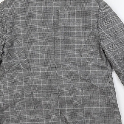 Linea Womens Grey Plaid Jacket Blazer Size 10 Button