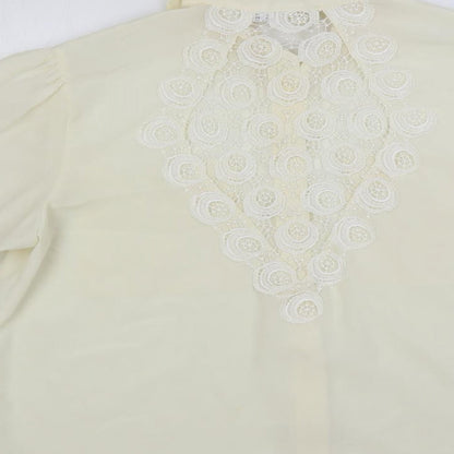 Apart Womens Ivory Polyester Basic Button-Up Size 14 Collared - Crocheted Lace Detail