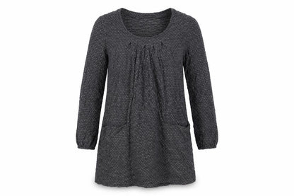 Caprigrey Womens Grey Polka Dot Viscose Shift Size 14 Boat Neck Pullover - Pockets