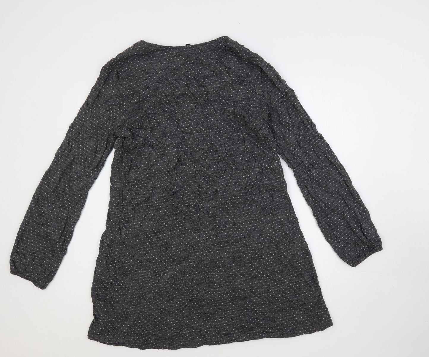 Caprigrey Womens Grey Polka Dot Viscose Shift Size 14 Boat Neck Pullover - Pockets