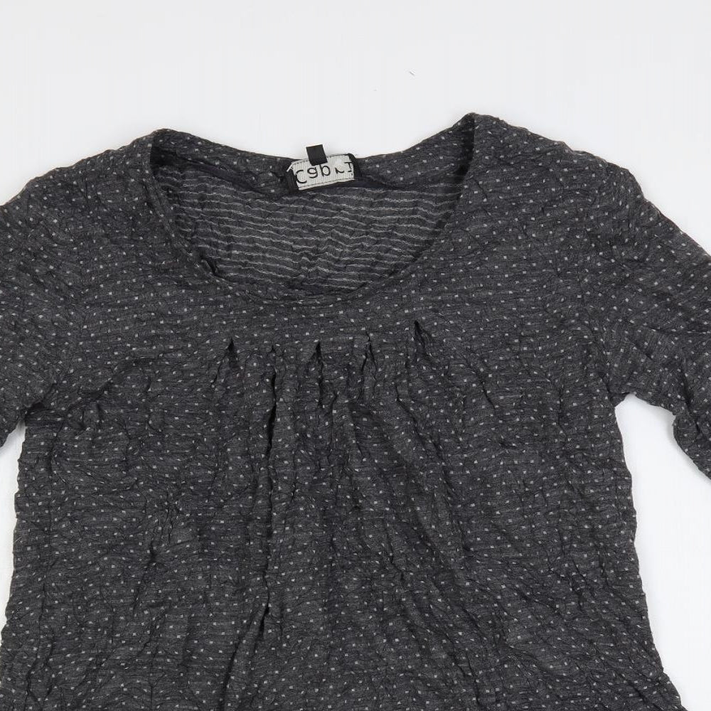 Caprigrey Womens Grey Polka Dot Viscose Shift Size 14 Boat Neck Pullover - Pockets