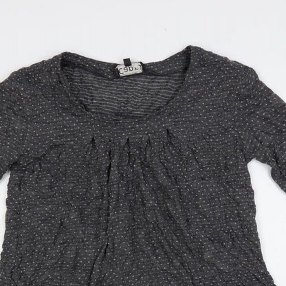 Caprigrey Womens Grey Polka Dot Viscose Shift Size 14 Boat Neck Pullover - Pockets