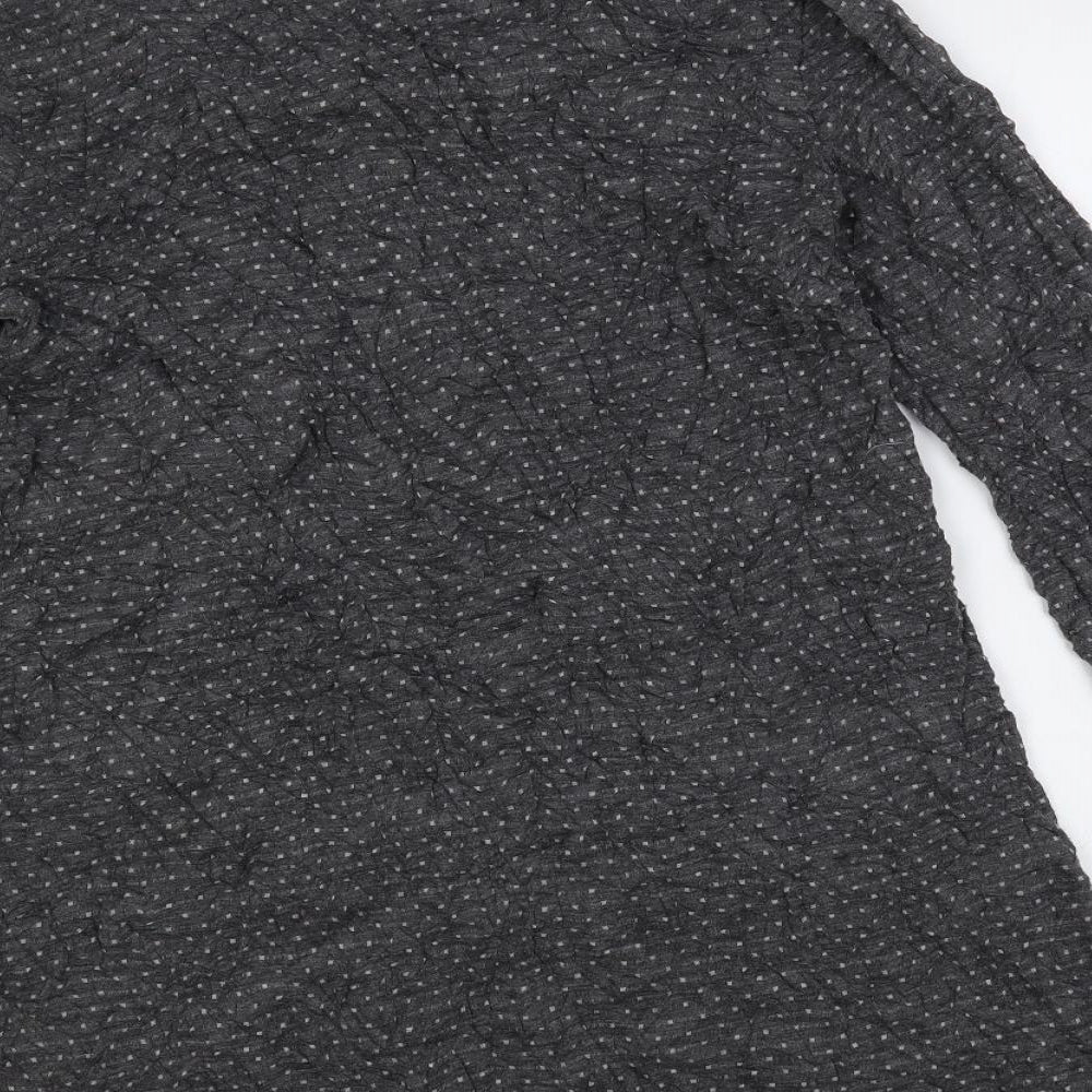 Caprigrey Womens Grey Polka Dot Viscose Shift Size 14 Boat Neck Pullover - Pockets
