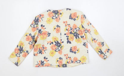 River Island Womens Ivory Floral Jacket Size 10 Zip